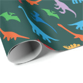 Dinosauer, zeven soorten silhouetpatroon cadeaupapier (Rol Hoek)