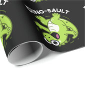 Dinosault Grappige Dinosaurus Pun Donker BG Cadeaupapier (Rol Hoek)