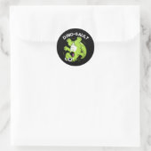 Dinosault Grappige Dinosaurus Pun Donker BG Ronde Sticker (Tas)