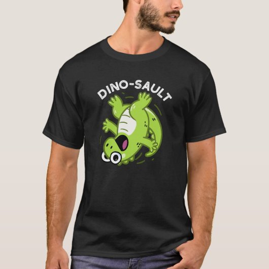 Dinosault Grappige Dinosaurus Pun Donker BG T-shirt (Voorkant)