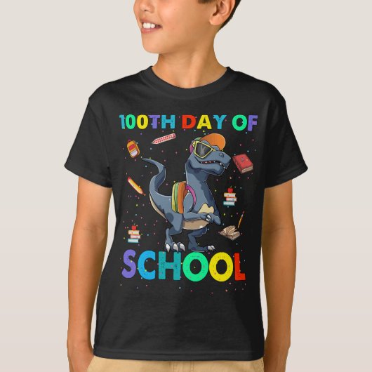 Dinosaur 100 dagen schoolKinderen T-shirt (Voorkant)