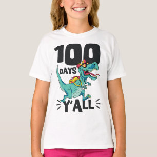 Dinosaur 100 dagen Y'all T-Rex Funny 100th Day of  T-shirt