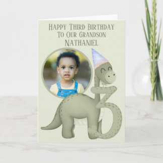 Dinosaur 1 Photo Aperture Third Birthday Card Kaart