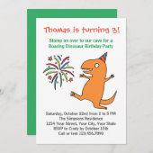 Dinosaur 1e 2e 3e Boy Birthday Party Invitation Kaart (Voorkant / Achterkant)