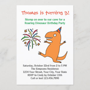 Dinosaur 1e 2e 3e Boy Birthday Party Invitation Kaart