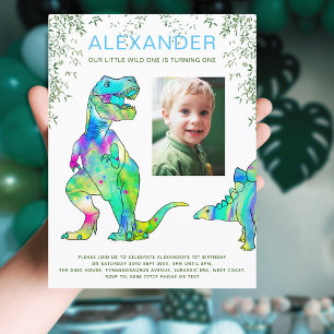 Dinosaur 1e Birthday Party Budget Uitnodiging Briefkaart