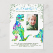 Dinosaur 1e Birthday Party Budget Uitnodiging Briefkaart (Voorkant)