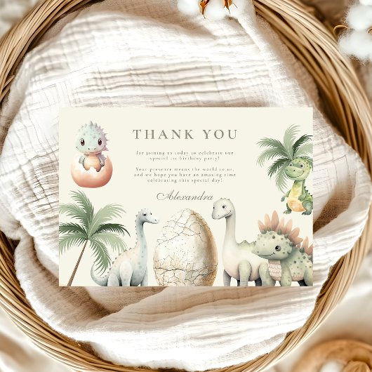Dinosaur 1e verjaardag bedankkaart