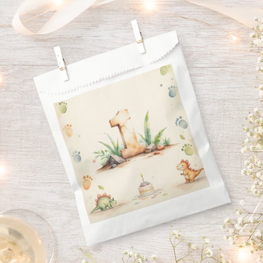 Dinosaur 1e Verjaardag Favoriet Bag One-a-Saurus P Bedankzakje (Geknipt)