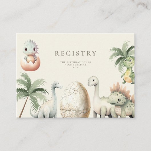 Dinosaur 1e verjaardag informatiekaartje (Voorkant)