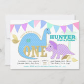 Dinosaur 1e verjaardag kaart (Voorkant)