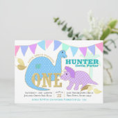 Dinosaur 1e verjaardag kaart (Staand voorkant)