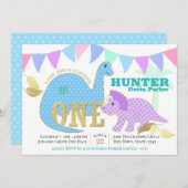 Dinosaur 1e verjaardag kaart (Voorkant / Achterkant)