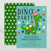 Dinosaur 1e verjaardag kaart (Voorkant / Achterkant)