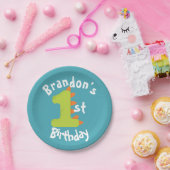 Dinosaur 1e verjaardag papieren bordje (Feest)