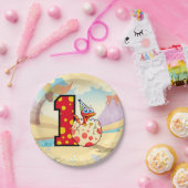 Dinosaur 1e verjaardag papieren bordje (Feest)