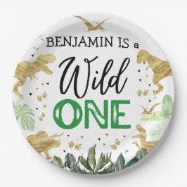 Dinosaur 1e verjaardag papieren bordje