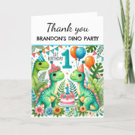 Dinosaur 1e Verjaardag Party Boy Dino Schattige Bedankkaart