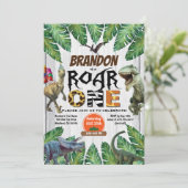 Dinosaur 1e verjaardag Roar one jurassic Kaart (Staand voorkant)