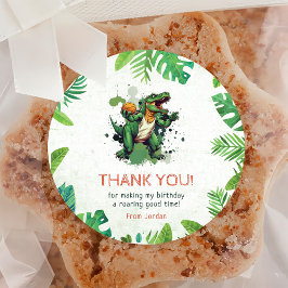 Dinosaur 1e verjaardag ronde sticker