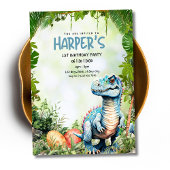 Dinosaur 1e verjaardag uitnodiging, Jurassic Party Kaart