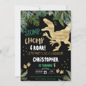 Dinosaur 1e verjaardag Uitnodigingen Roar Dino Par (Voorkant)