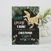 Dinosaur 1e verjaardag Uitnodigingen Roar Dino Par (Staand voorkant)
