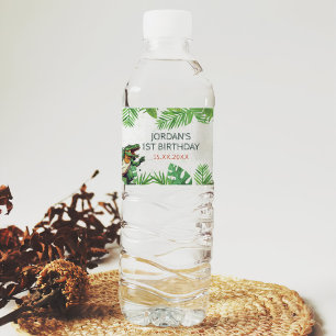 Dinosaur 1e verjaardag waterfles etiket
