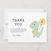 Dinosaur 1e verjaardagsfeest, minimalistische T re Bedankkaart (Voorkant)