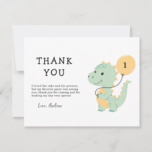 Dinosaur 1e verjaardagsfeest, minimalistische T re Bedankkaart (Voorkant)
