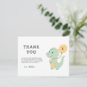 Dinosaur 1e verjaardagsfeest, minimalistische T re Bedankkaart (Staand voorkant)