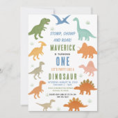 Dinosaur 1e verjaardagsfeestje | Schattig Prehisto Kaart (Voorkant)