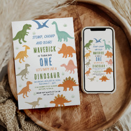 Dinosaur 1e verjaardagsfeestje | Schattig Prehisto Kaart