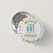 Dinosaur 1e verjaardagsfeestje | Schattig prehisto Ronde Button 3,2 Cm (Voorkant /achterkant)