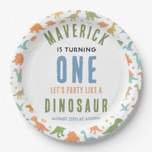 Dinosaur 1e verluisterdag Schattig prehistorisch Papieren Bordje