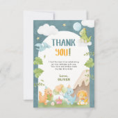 Dinosaur 1st Birthday Blue Bedankkaart (Voorkant)