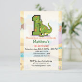 Dinosaur 1st Birthday Custom Kaart (Staand voorkant)