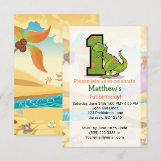 Dinosaur 1st Birthday Custom Kaart
