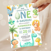 Dinosaur 1st Birthday Cute Dino Party Invitation  Kaart
