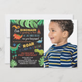 Dinosaur 1st Birthday Dino Party Foto Kaart (Voorkant)