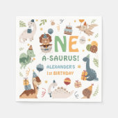 Dinosaur 1st Birthday One A-Saurus Boy Dino Paper Servet (Voorkant)