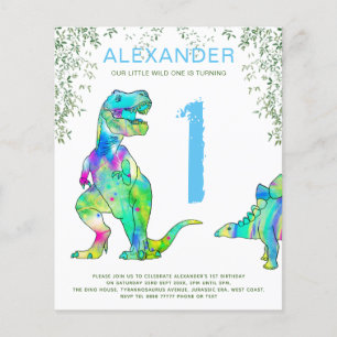 Dinosaur 1st Birthday Party budget uitnodiging Flyer