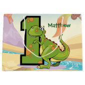 Dinosaur 1st Birthday Party Custom Groot Cadeauzakje (Voorkant)