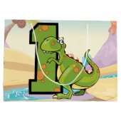 Dinosaur 1st Birthday Party Custom Groot Cadeauzakje (Achterkant)
