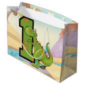 Dinosaur 1st Birthday Party Custom Groot Cadeauzakje (Achterkant Gekanteld)