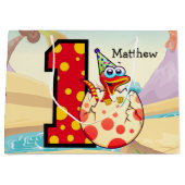 Dinosaur 1st Birthday Party Custom Groot Cadeauzakje (Voorkant)