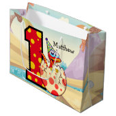 Dinosaur 1st Birthday Party Custom Groot Cadeauzakje (Voorkant Gekanteld)