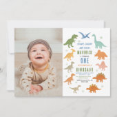 Dinosaur 1st Birthday Party | Cute Prehistoric  Kaart (Voorkant)