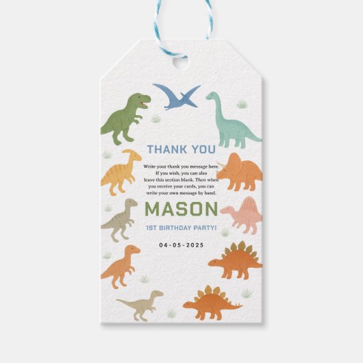 Dinosaur 1st Birthday Party | Cute Prehistoric Kid Cadeaulabel (Voorkant)