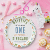 Dinosaur 1st Birthday Party | Cute Prehistoric  Papieren Bordje (Feest)